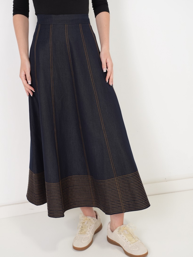 Border-hem maxi in indigo