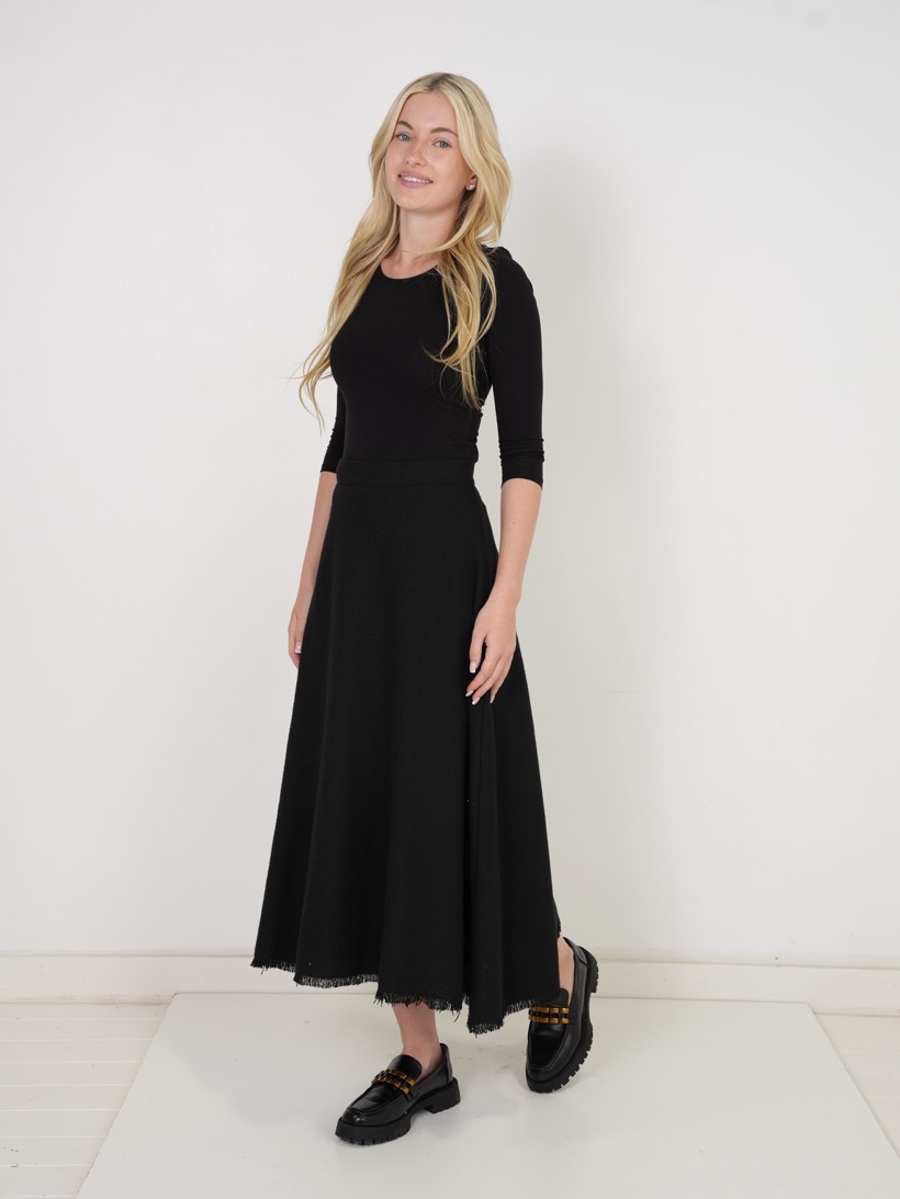 Black maxi with a fitted knit
