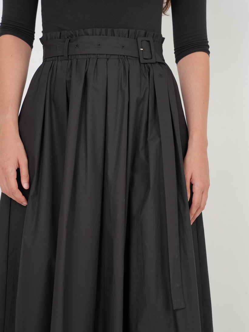 Belted maxi in black taffeta