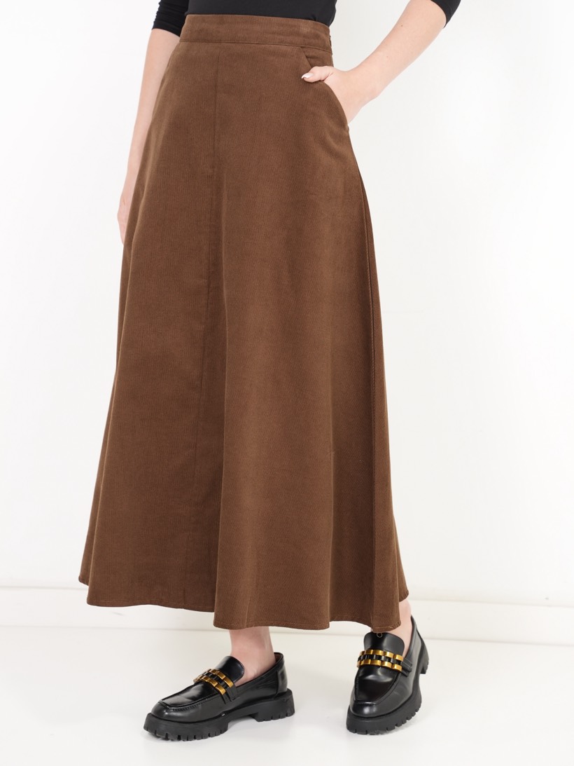 A-line maxi in chestnut corduroy