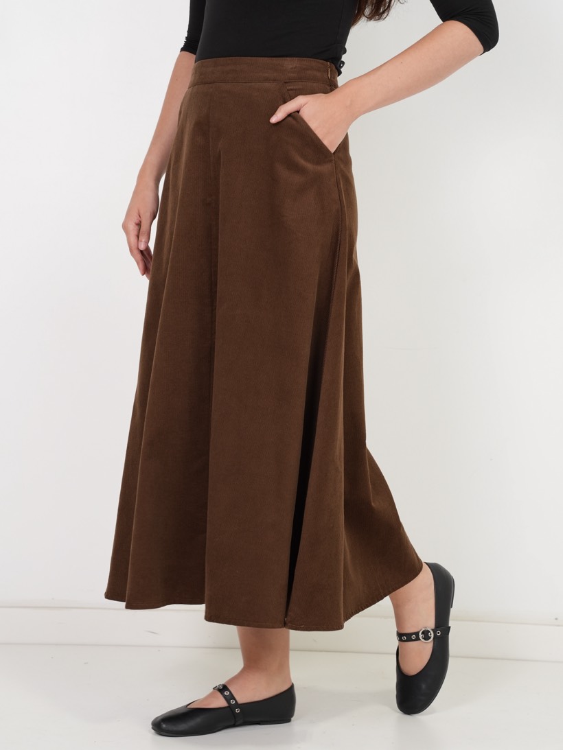 A-line maxi in chestnut corduroy