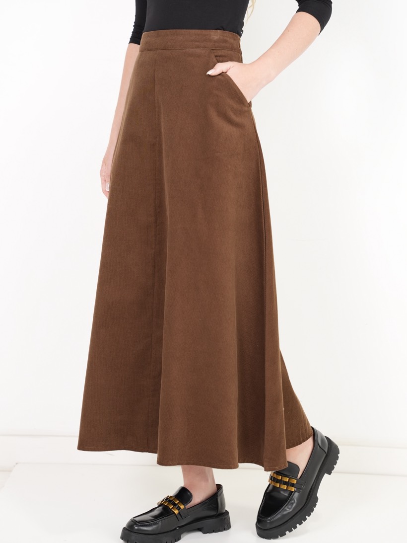 Pocket maxi in chestnut corduroy