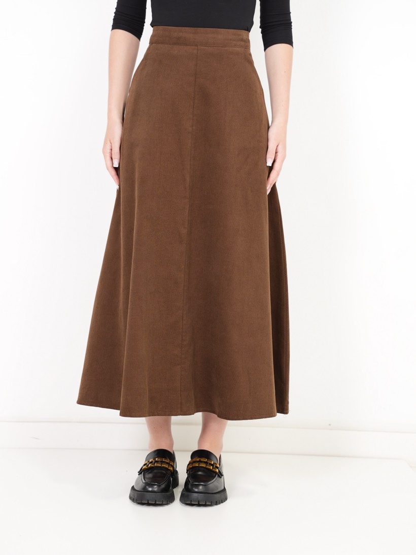 A-line maxi in cocoa corduroy