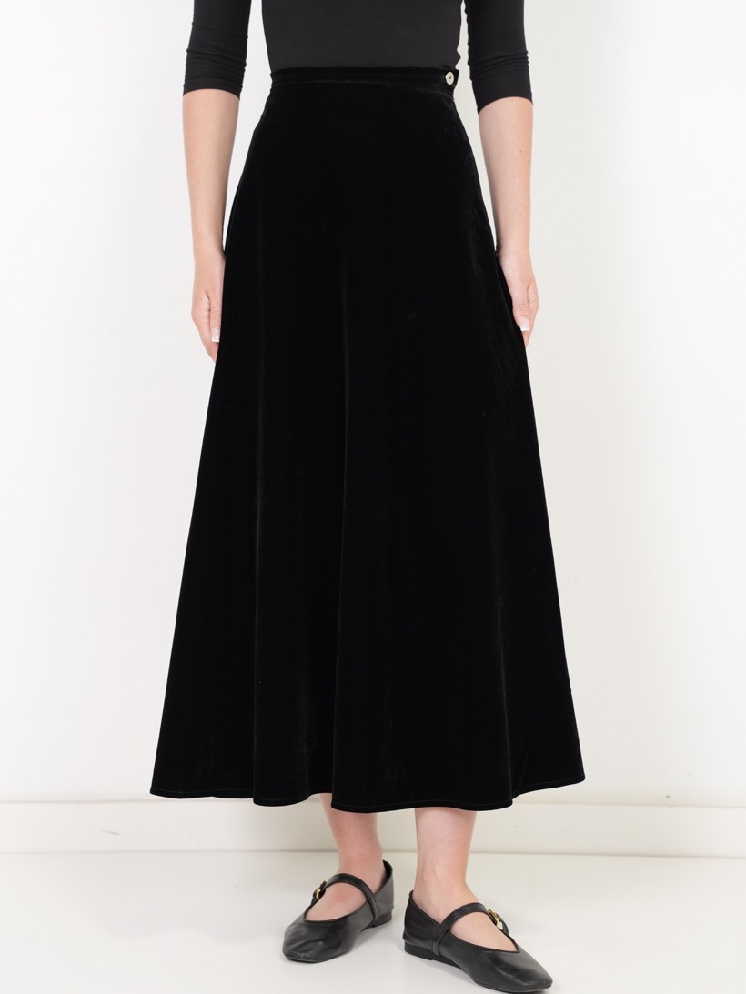 Full maxi in black velvet