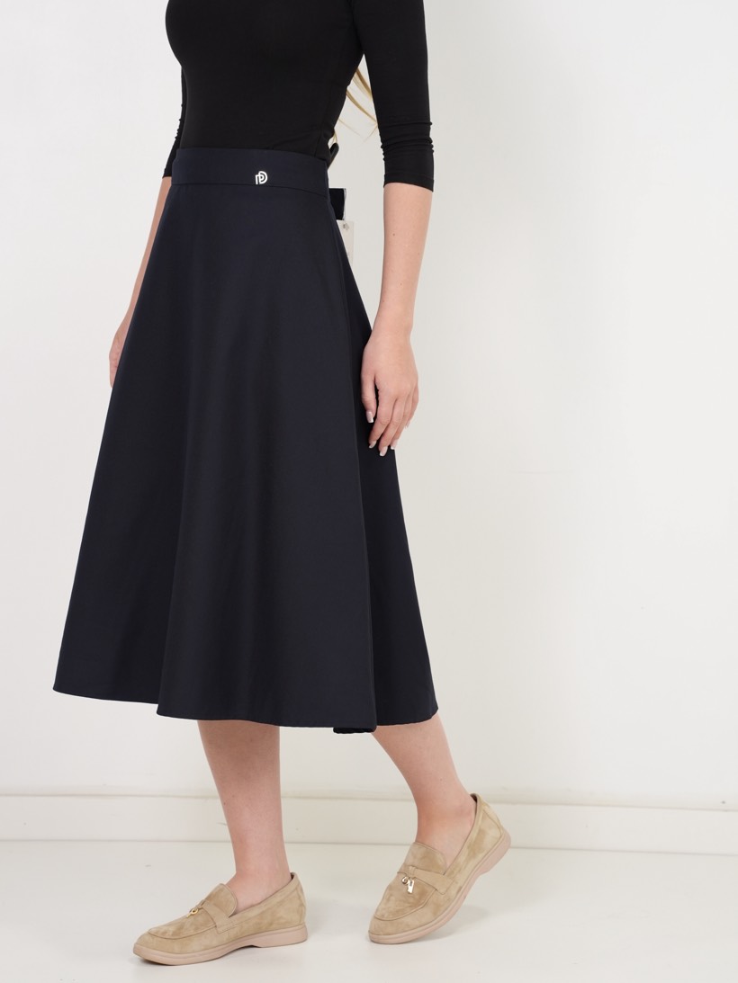 Circle midi in navy twill