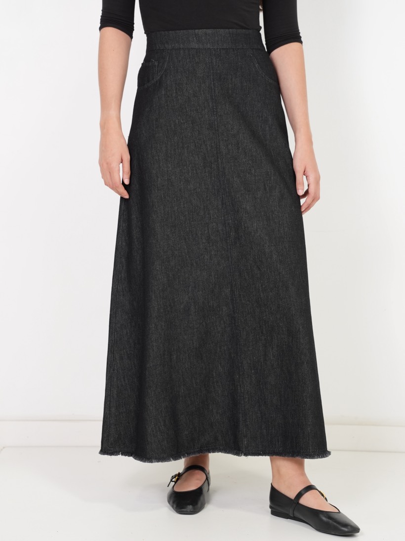 A-line maxi in charcoal mélange