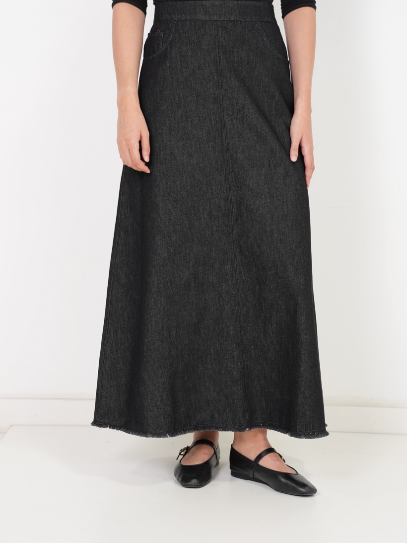A-line maxi in charcoal mélange